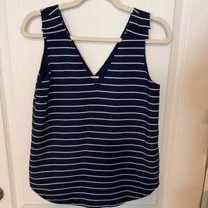 Banana Republic Navy and White Striped Tank Top